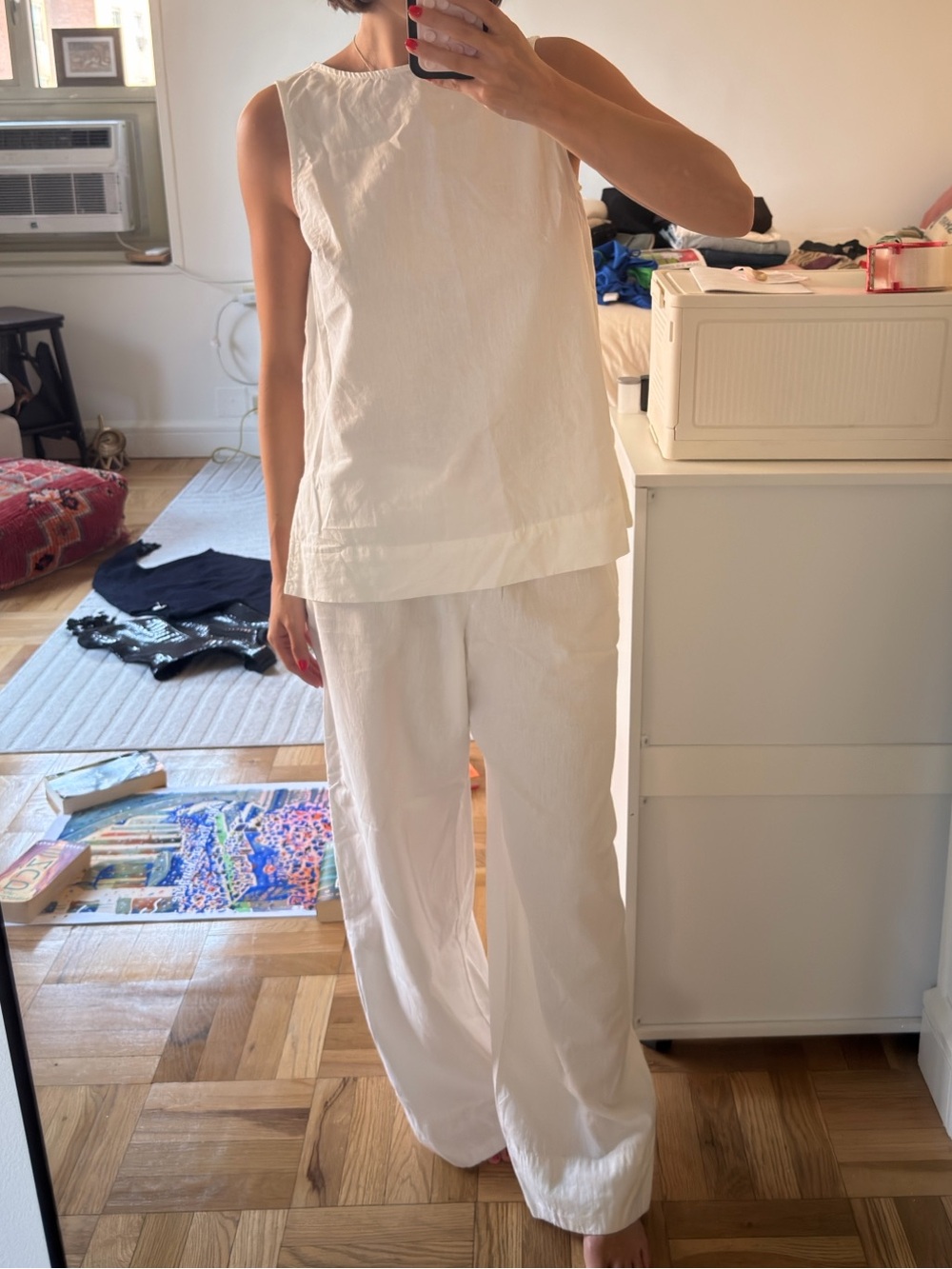 Women’s Linen Sleeveless Top & Wide-Leg Pants Set - Minimal Linen Look